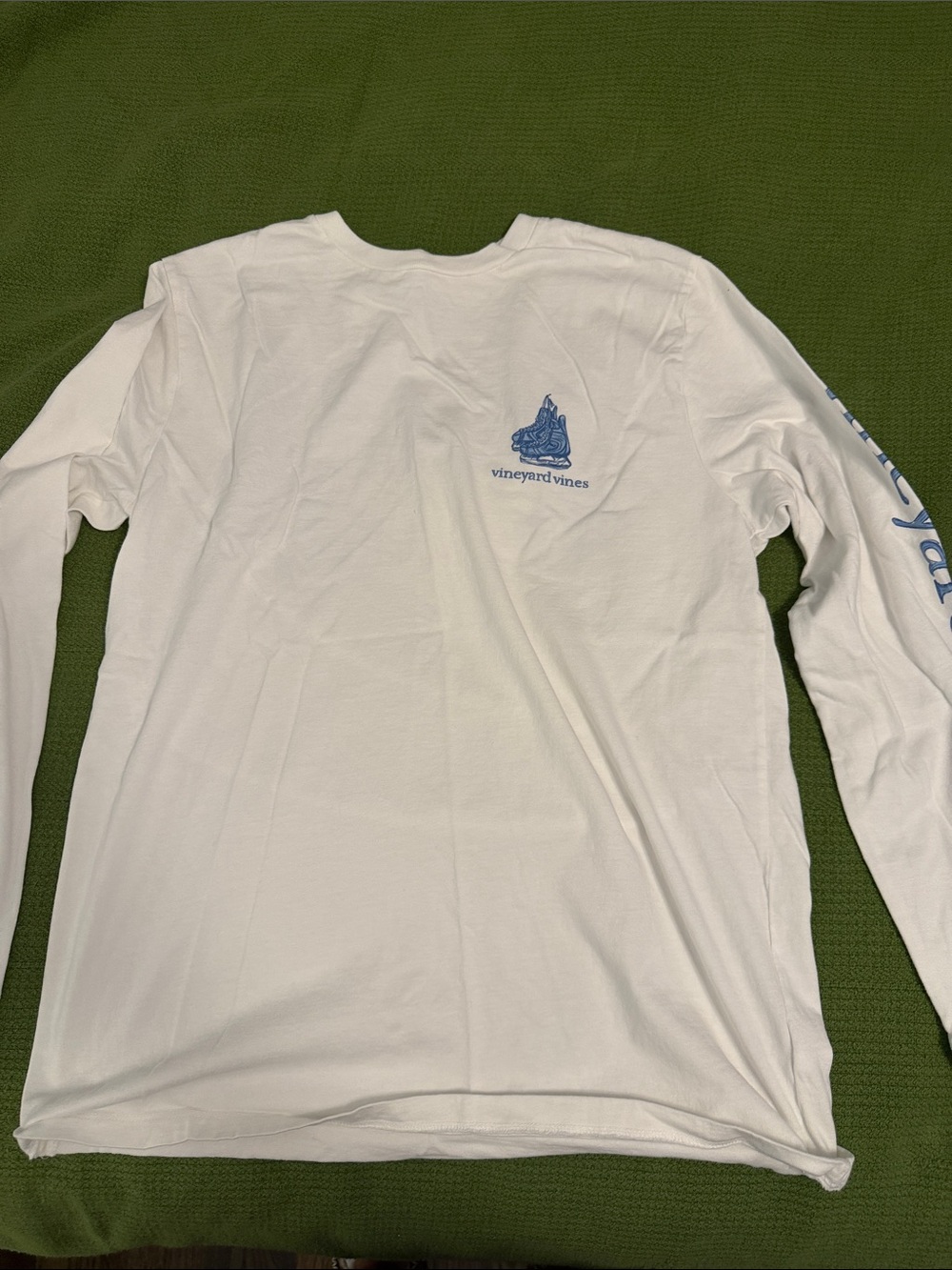 Vineyard Vines White Long-Sleeve Tee with Blue Whale Logo
